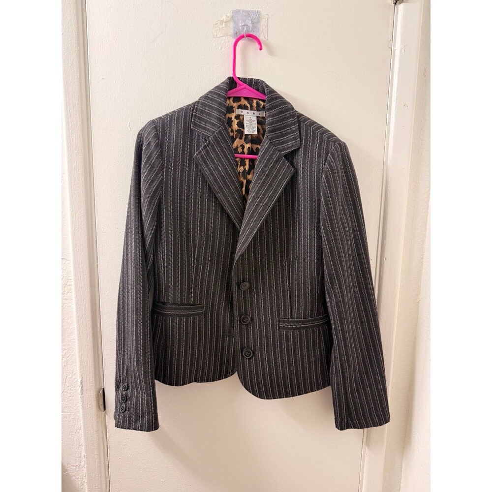 CAbi Women's Waistcoat 6 Pinstripe Blazer Black White Tailored